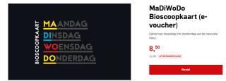 MaDiWoDo Bioscoopkaart (e-voucher) voor €8,50 bij AD Shop