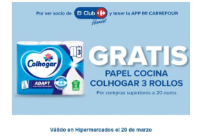 Regalo papar cocina 3 rollos Colhogar por compras de +20€ desde Carrefour