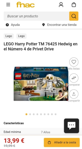Lego Harry Potter Hedwig en el número 4 de Privet Drive por 13,99€.