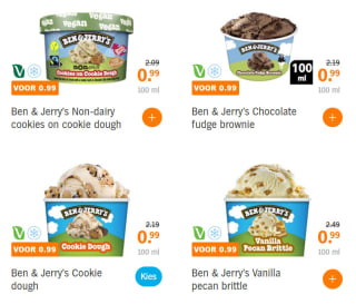 Ben & Jerry's 100 ml voor €0,99 bij Albert Heijn