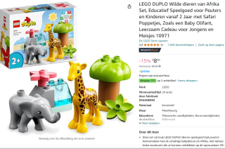 LEGO DUPLO Wilde dieren van Afrika voor €8,49 bij Amazon