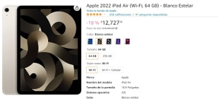 Apple 2022 iPad Air 64 GB a $12,727 en Amazon
