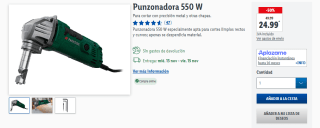 Punzonadora 550 W Para cortar con precisión metal y otras chapas por 22,24€