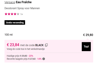 Gianni Versae Versace Man Eau Fr EDT Vapo 100 ml voor €23,84 dmv code bij Notino