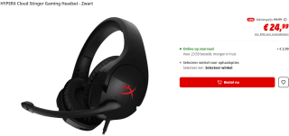 HP HyperX Cloud Stinger (Rood, Zwart) voor €24,99 bij de mediamarkt