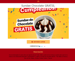 Helado Sundae Gratis en McDonalds