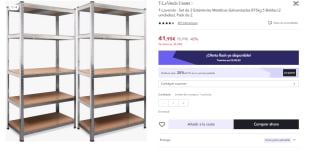 Set de 2 Estanterias Metalicas Galvanizadas 875kg 5 Baldas por 31.46€
