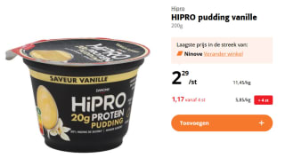 Hipro vanillepudding voor €1,17 bij Colruyt