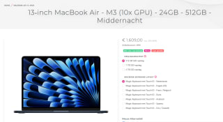 Apple MacBook Air 2024 15" M3 8-core, 24GB ram, 10-core GPU, 512GB ssd, Qwerty, voor €1.609