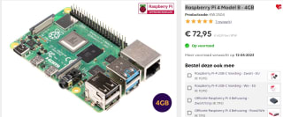 Raspberry Pi 4 Model B - 4GB voor €72,95 bij Kiwi-electronics