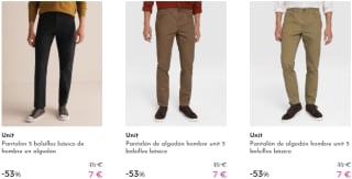 Pantalones hombre UNIT por 7€