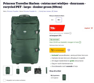 Korting bij Bol.com op Princess Traveller Harlem - reistas met wieltjes