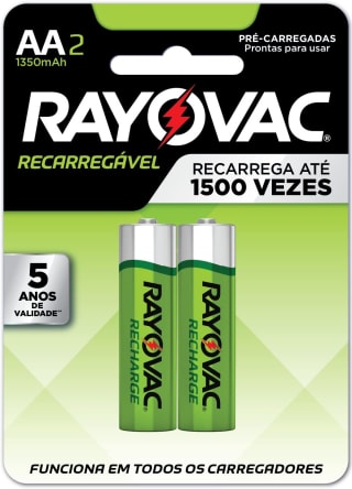 Pilha Recarregável da Rayovac ECO AA com 2 unidades - R$ 26,68