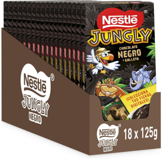 18 tabletas Nestle Jungly de Chocolate Negro y galleta 125 g por 17,68€