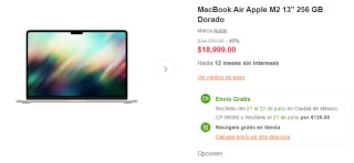 MacBook Air Apple M2 13" 256 GB por $18,999 en Linio