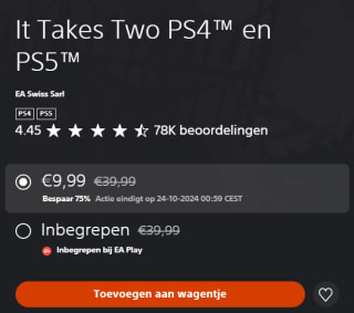It Takes Two voor PS4 en PS5 voor €9,99 in de Playstation Store