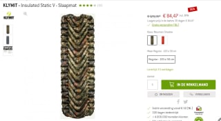 Zelfopblazende matras met versterkte isolatie Klymit insulated static V Real Tree voor €84,47 bij Bergfreunde