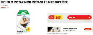 Fujifilm Instax Mini Instant Film Fotopapier 2x10 stuks voor €10 bij Kruidvat