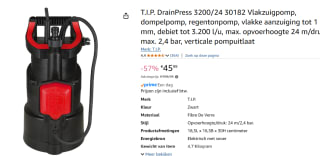 T.I.P. DrainPress 3200/24 Dompelpomp / Vlakzuiger - 3200l/u - 400W voor €45,99 bij Amazon