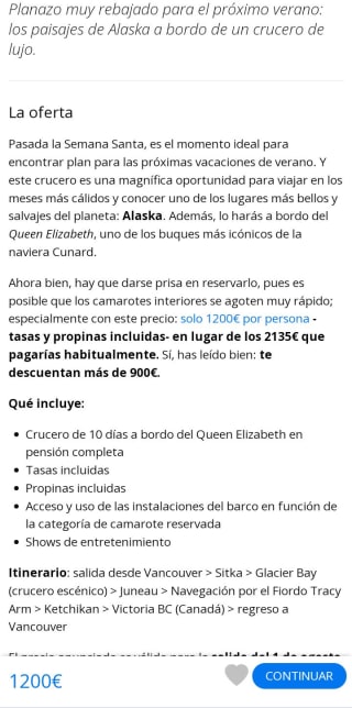 Crucero de 10 días a bordo del Queen Elizabeth en pensión completa por 1.200€pxp