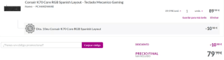 Teclado mecánico Corsair K70 Core RGB por 79,99€