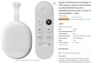 Google Chromecast met Google TV - HD - Wit voor €28,99 bij Amazon