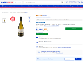 Vinho Branco Chileno Casas Del Toqui de 750ml - R$ 19,05