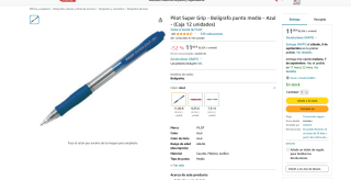 Bolígrafo Pilot Super Grip punto medio Azul 12 unidades por 11€