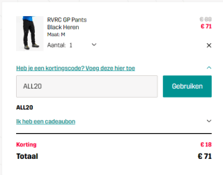 20% korting op alles bij Revolutionrace