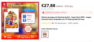 Nintendo Switch Super Mario RPG voor €27,88 bij Aliexpress