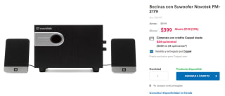 Bocinas con Suwoofer Novotek FM-2179 por $399 en Coppel