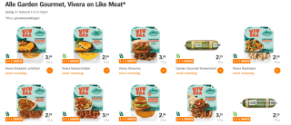 Alle Garden Gourmet, Vivera en Like Meat 1+1 gratis bij de AH