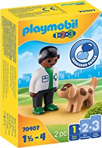 PLAYMOBIL 1.2.3 70407 Veterinario con Perro por 3,90€.