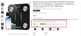 Báscula Grasa Corporal Bluetooth por 17,99€