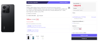 Xiaomi Redmi Note 14 4G de 6GB/128GB por 130,01€