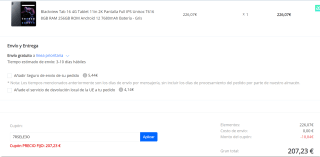 Tableta Blackview Tab 16 4G de 11" con Pantalla IPS 2K de 8GB RAM 256GB por 207,23€