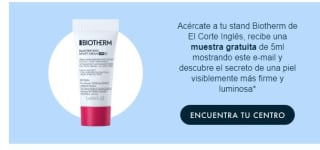 Muestra gratis Biother 5ml (corte inglés) para registrados Biotherm