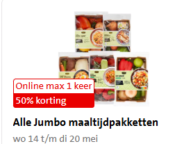 50% korting op alle Jumbo maaltijdpakketten