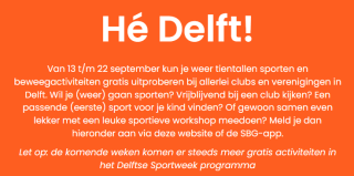 Van 13 tot 22 september gratis sporten in Delft