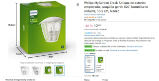 Philips MyGarden Creek Aplique de exterior, empotrado, casquillo gordo E27 por 12,45€