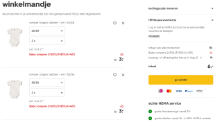 Tot 35% stapelkorting op rompers bij HEMA