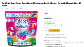 4x Witte Reus Color Reus Wasmiddelcapsules 3+1 Power Caps Gekleurde Was 45 stuks voor €22,50 bij Bol