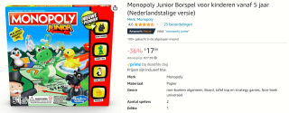 Monopoly Junior bordspel voor €17,99 bij Amazon