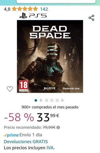 Dead Space PS5 por 33,99€.