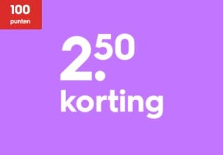 €2,50 korting bij €15 besteding bij inlevering van 100 punten met je Meer Hema Pas