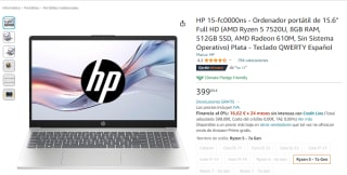 Portátil HP 15-fc0000ns 15.6" Full HD por 399€