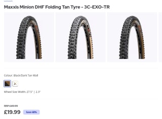 Maxxis Minion DHF Folding Tan Tyres for £19.99 at Chainreactioncycles