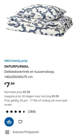 20% IKEA Family korting op dekbedovertrekken