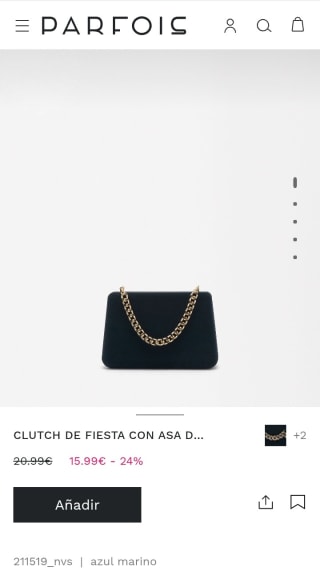 Bolso Clutch de fiesta con asa de cadena por 15,99€.