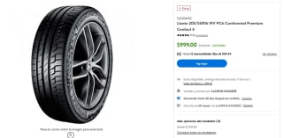 Llanta 205/55R16 91V PC6 Continental Premium Contact 6 por $999 en Walmart